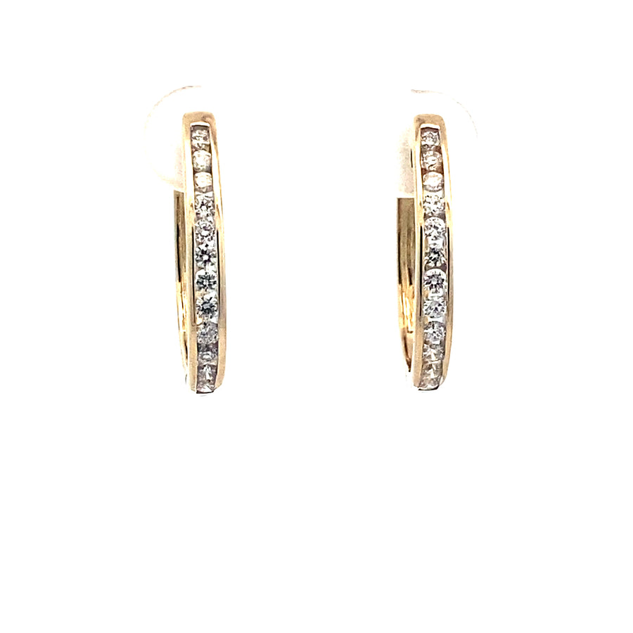 9ct Yellow Gold Diamond Huggie Earrings