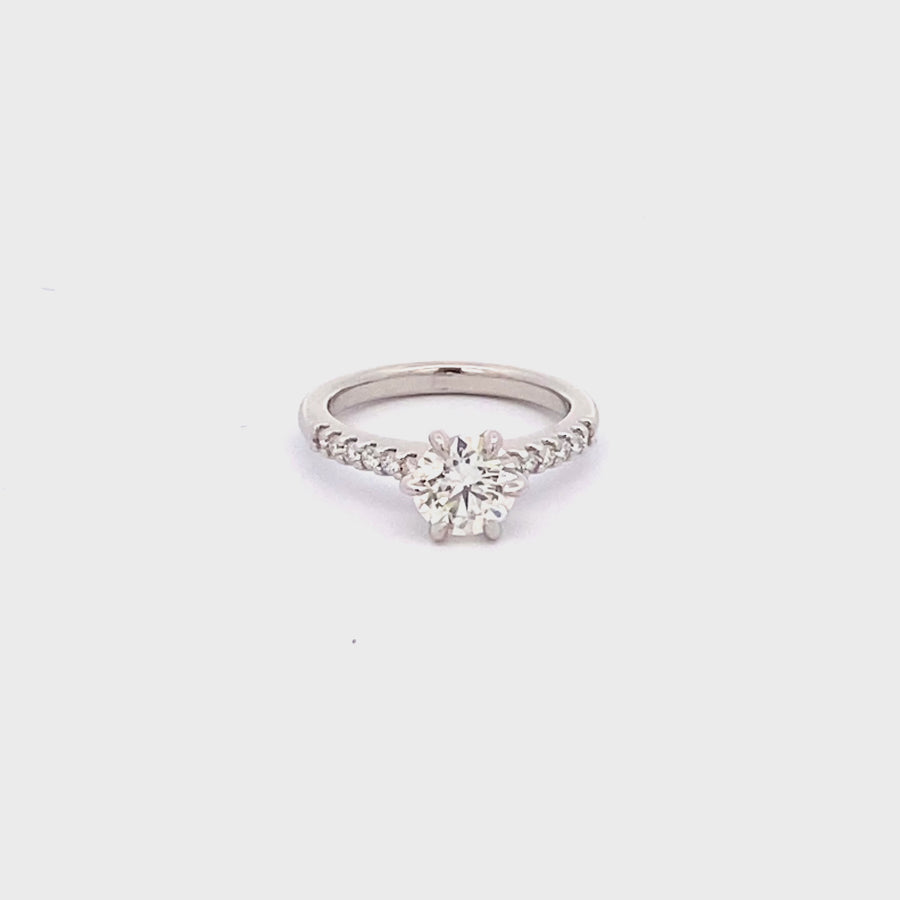 Platinum 1.02ct Solitaire Diamond with Diamond shoulder engagement ring