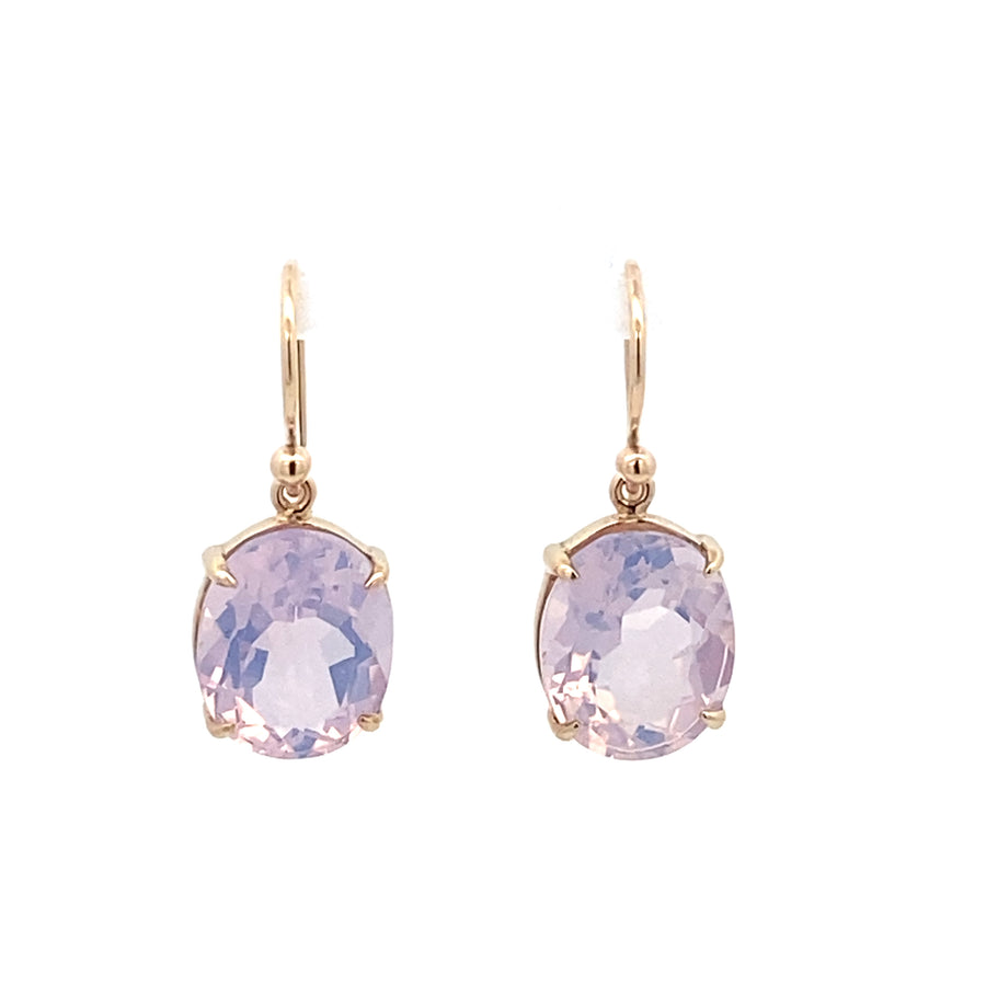 9ct Yellow Gold Lavender Amethyst Drop Earrings