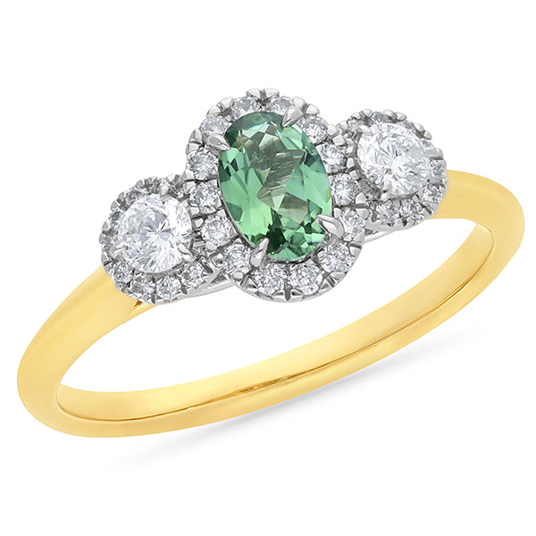 9K Yellow and White Gold Ruby & Diamond Ring
