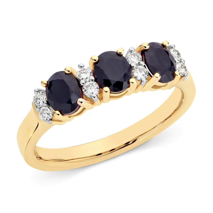 9ct Gold Sapphire Diamond Ring
