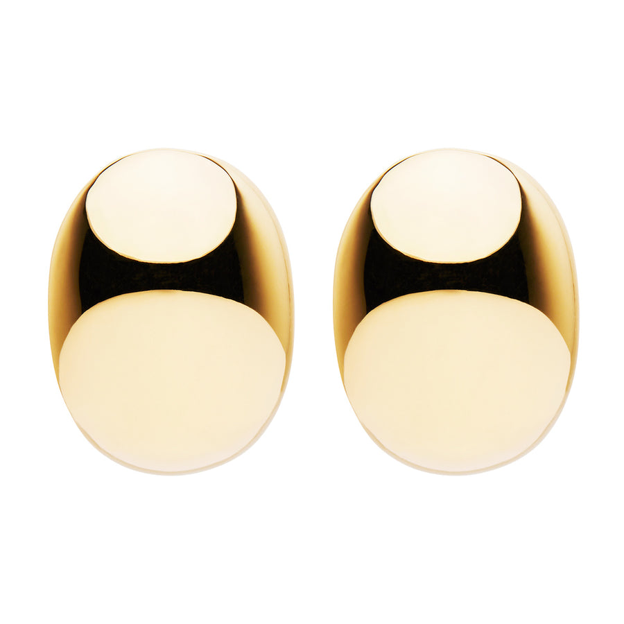 Najo Domed Silver Gold Plated Oval Stud Earrings