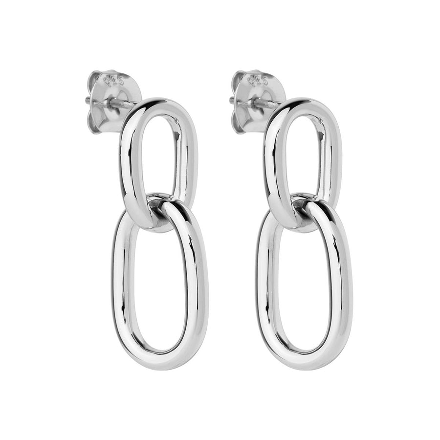 Najo Silver Double Link Drop Earrings