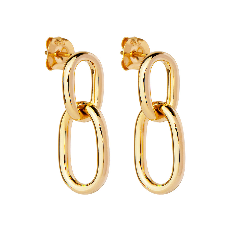 Najo Silver Gold Plated Double Link Drop Earrings