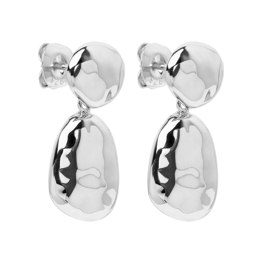 Najo Silver Double Pebble Drop Earrings