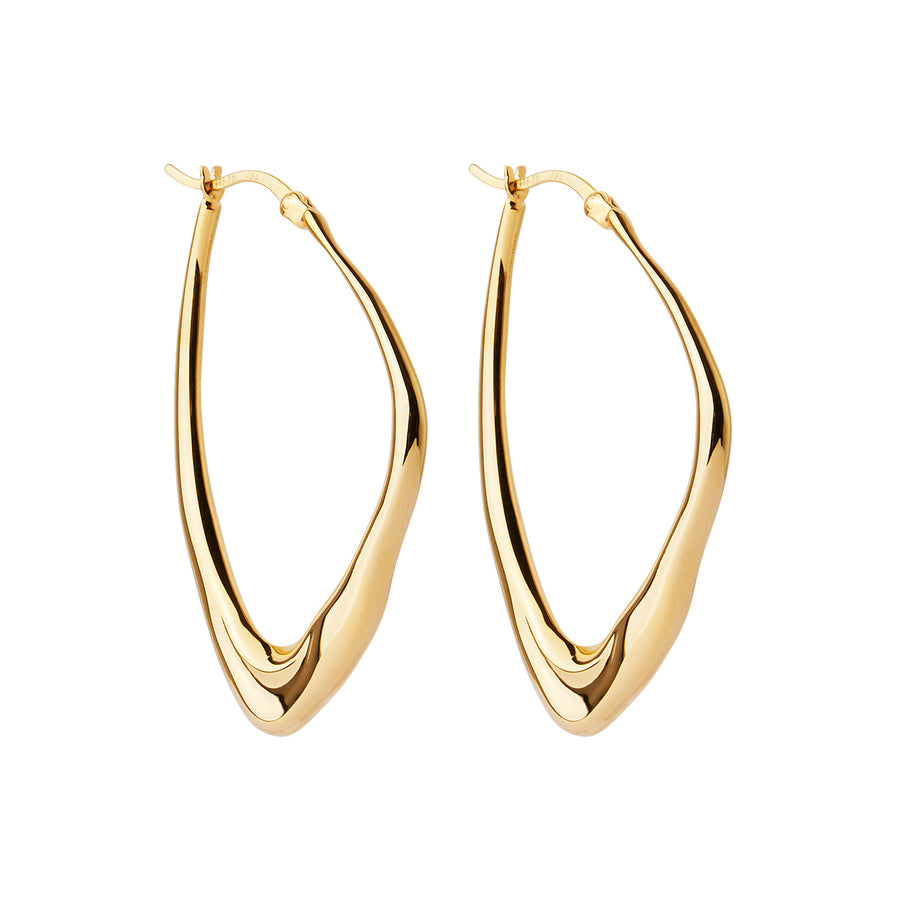 Najo Yellow Gold Silver Double Sided Organic Hoop Earrings
