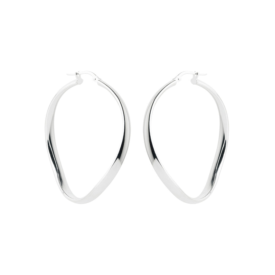 Najo Silver Wavy,Hoop Earrings