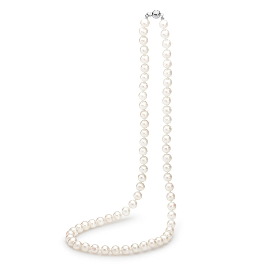 Silver Round Freshwater Pearl Strands Necklace