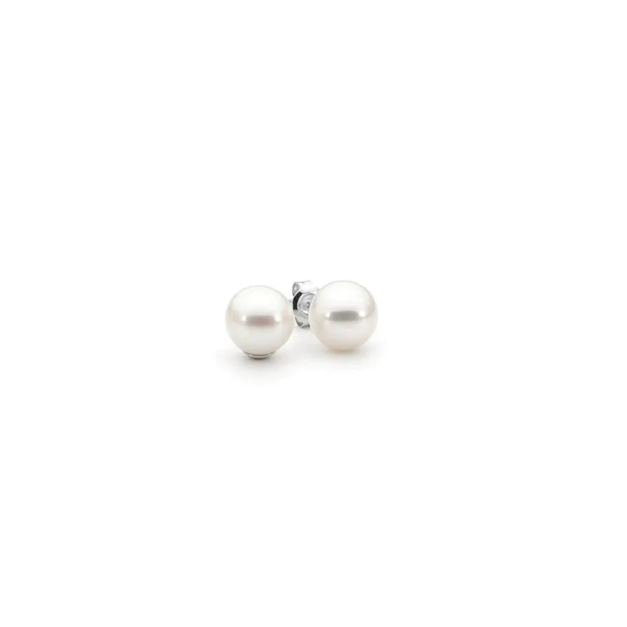 White Fresh Water Pearl Studs Sterling Silver