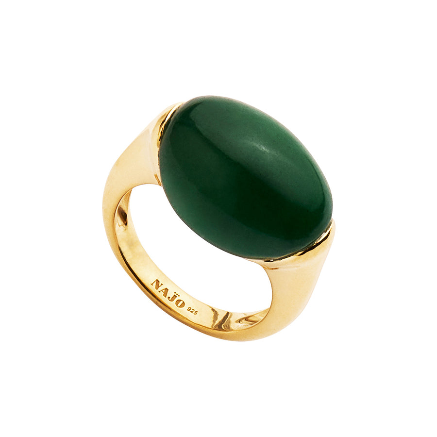 Najo Aventurine Pebble Gold Plated Silver Ring
