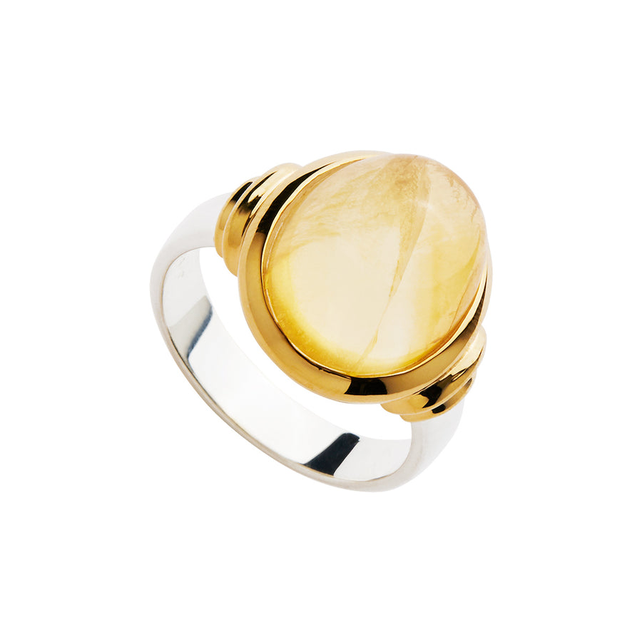 Najo Citrine Yellow Gold Plated Silver Ring