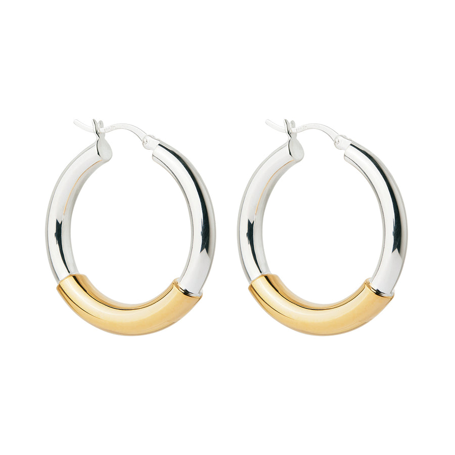 Najo Silver Yellow Gold Tube Earrings