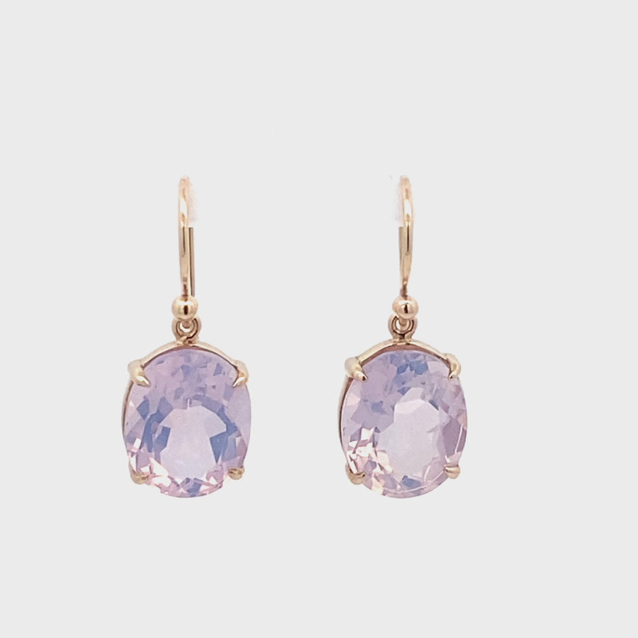 9ct Yellow Gold Lavender Amethyst Drop Earrings