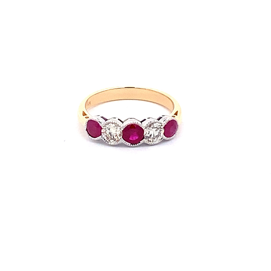 9ct Yellow/White Gold Ruby & Diamond Ring