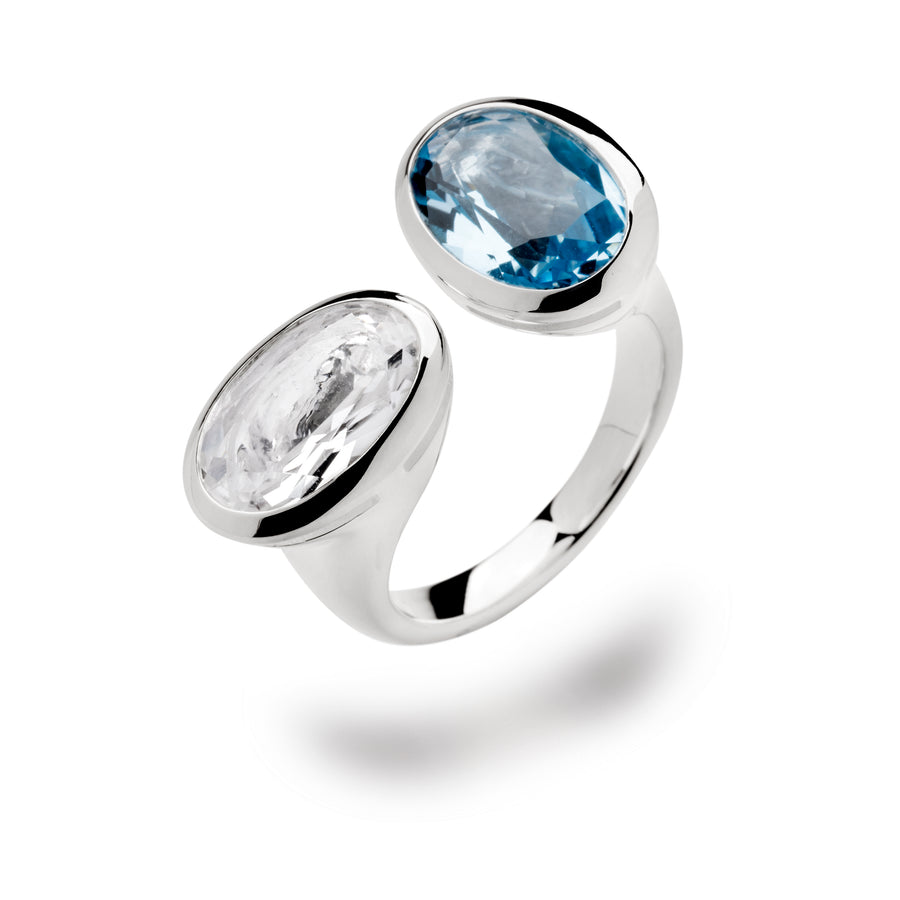 Bastian - SS Ring Sapphire and Sky Blue Topaz - The French Door Jewellers