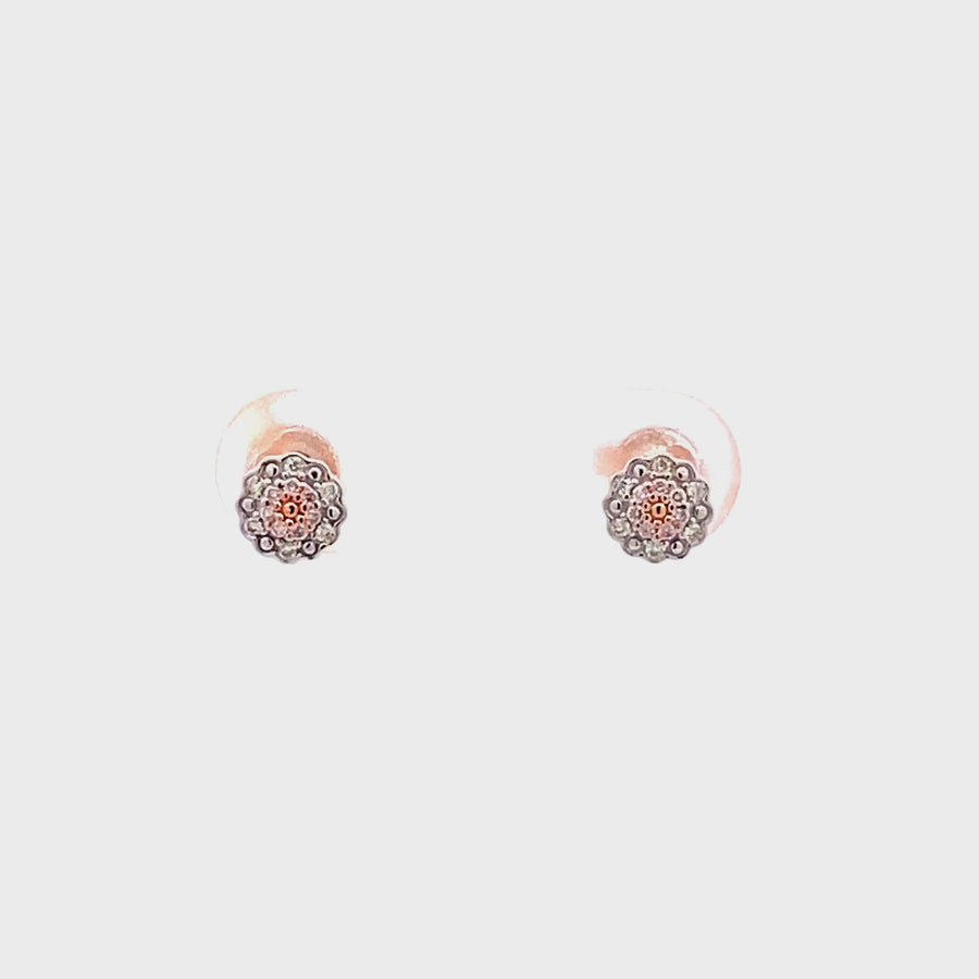 Pink Diamond Earrings - 9K Rose & White Gold