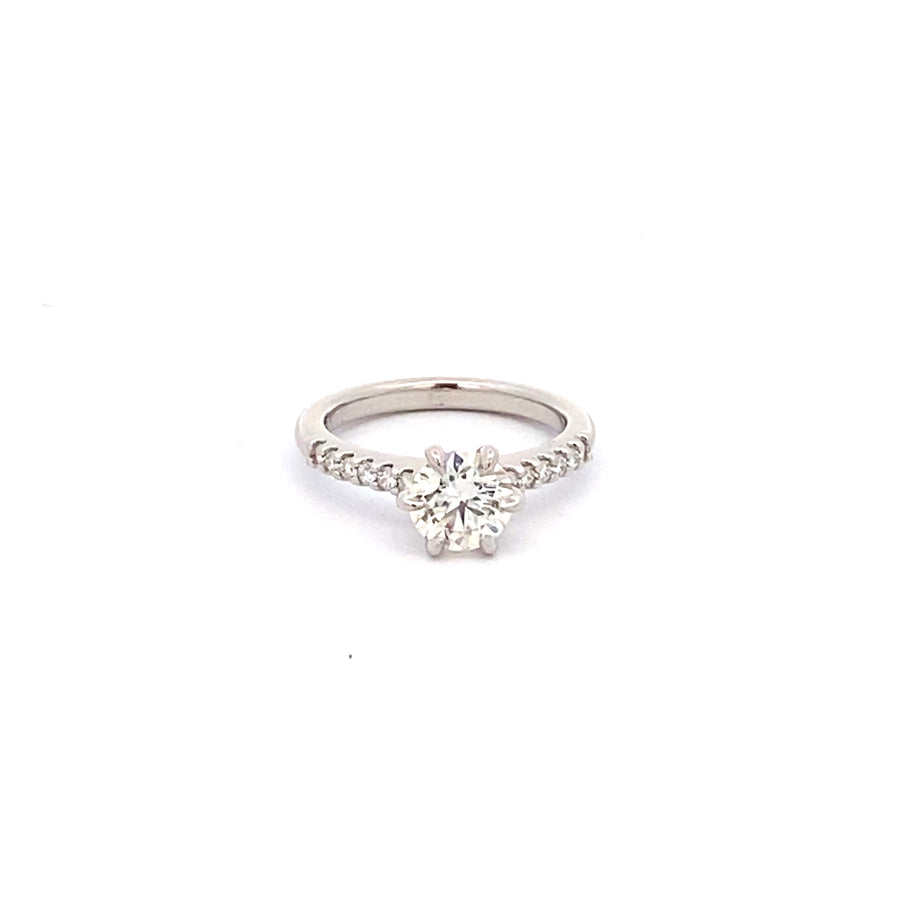 Platinum 1.02ct Solitaire Diamond with Diamond shoulder engagement ring