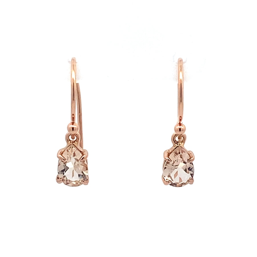 9ct Rose Gold Morganite Drop Earrings