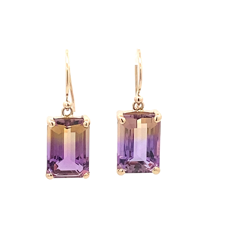 9ct Yellow Gold Ametrine Drop Earrings