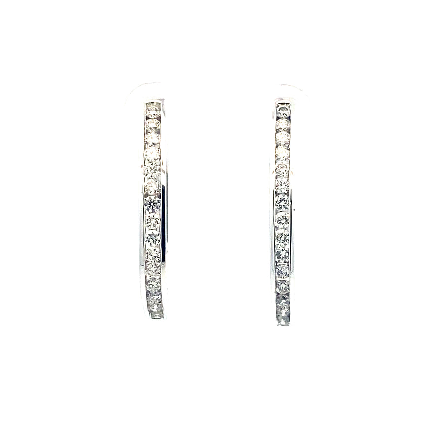 9ct White Gold Diamond Huggie Earrings
