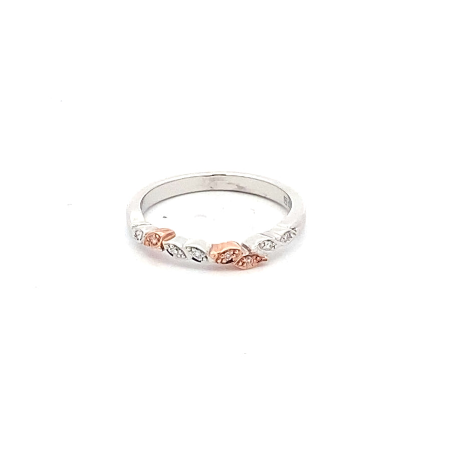 Pink Diamond stacker ring - 9K Rose & White Gold