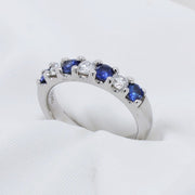 EGS - 18K White Gold Sapphire & Diamond Half Eternity Ring - The French Door Jewellers