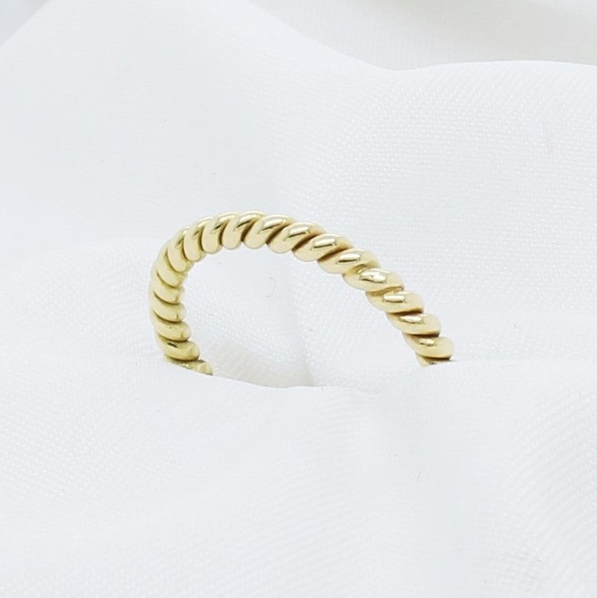 EGS - 18K Yellow Gold Stacking Ribbon/Twisted Ring - The French Door Jewellers