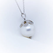 EGS - 18k White Gold South Sea Pearl with Diamond Pendant - The French Door Jewellers