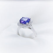 18K Whtie Gold Tanzanite & Diamond Ring - The French Door Jewellers