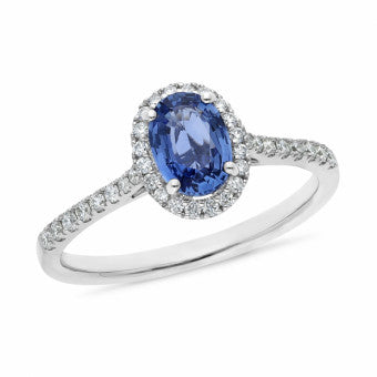 9K Ceylon Sapphire & Diamond ring