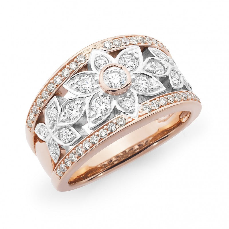 9K Rose & White Gold Diamond Dress Ring - The French Door Jewellers