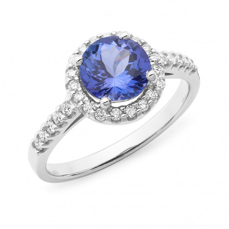 9K White Gold Tanzanite & Diamond Ring - The French Door Jewellers