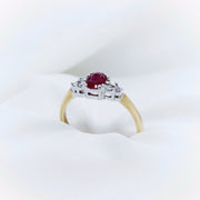 9K Yellow and White Gold Ruby & Diamond Ring - The French Door Jewellers