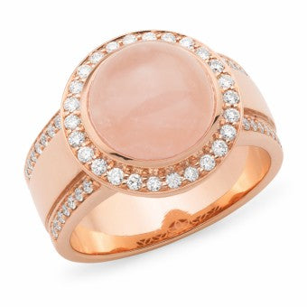 9K Rose Gold Rose Quartz & Diamond Ring - The French Door Jewellers