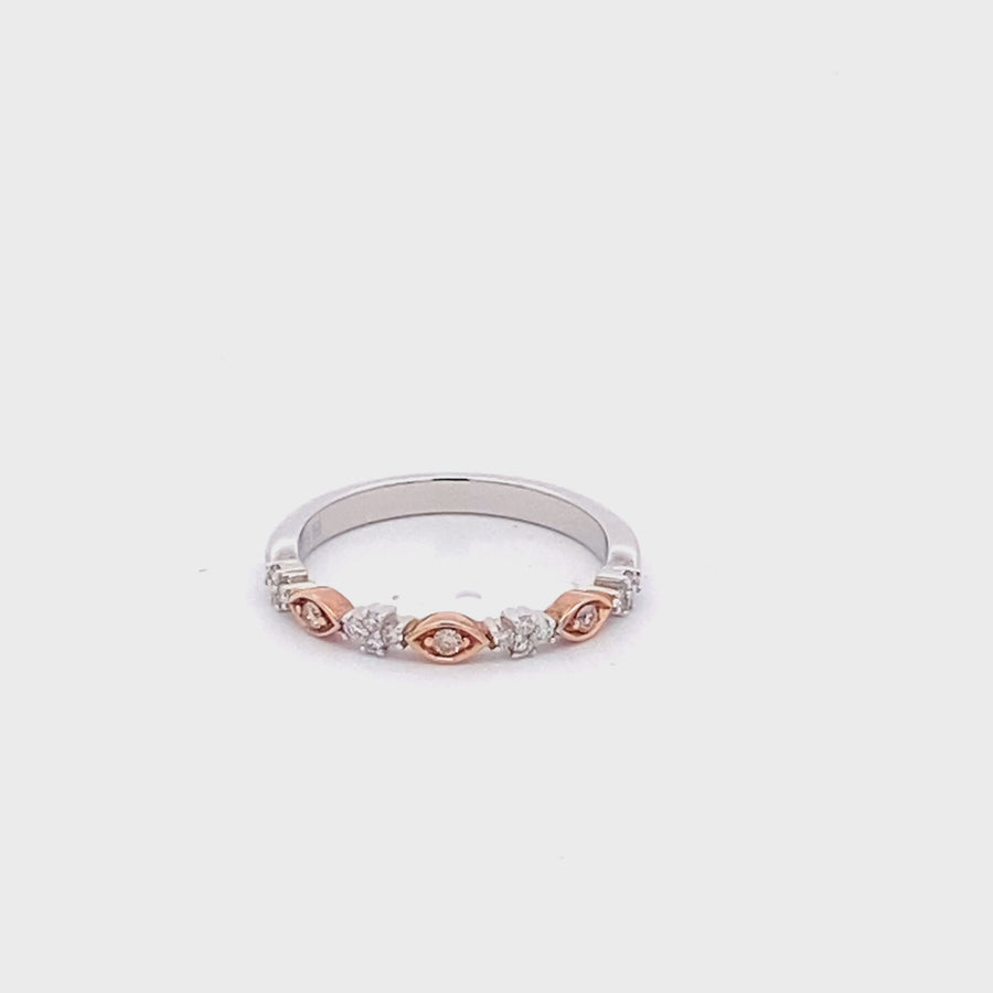 Pink Diamond Stacker ring - 9K Rose & Gold