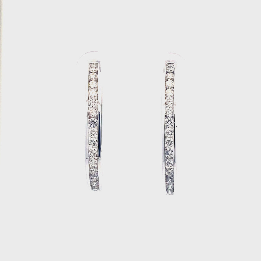 9ct White Gold Diamond Huggie Earrings