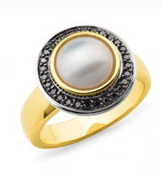 9K Yellow Gold Mabe Pearl & Diamond Ring - The French Door Jewellers