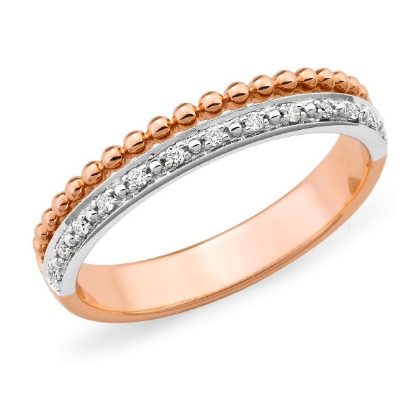 9K White & Rose Gold Diamond Stack Ring - The French Door Jewellers