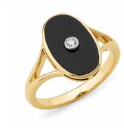 9K Yellow Gold Onyx and Diamond Ring - The French Door Jewellers