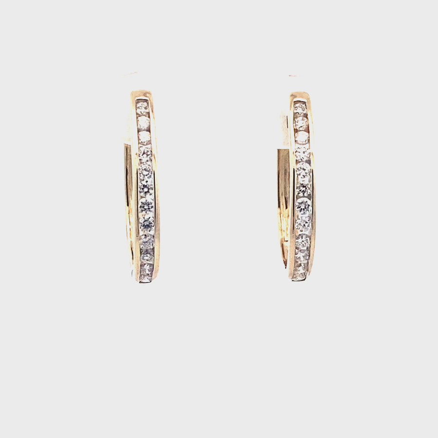 9ct Yellow Gold Diamond Huggie Earrings