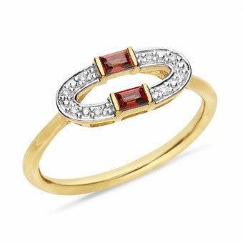 9K Yellow Gold Garnet & Diamond Ring