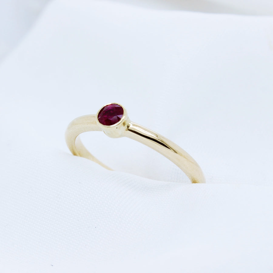 EGS - 9K Yellow Gold Stacking Ruby Ring - The French Door Jewellers