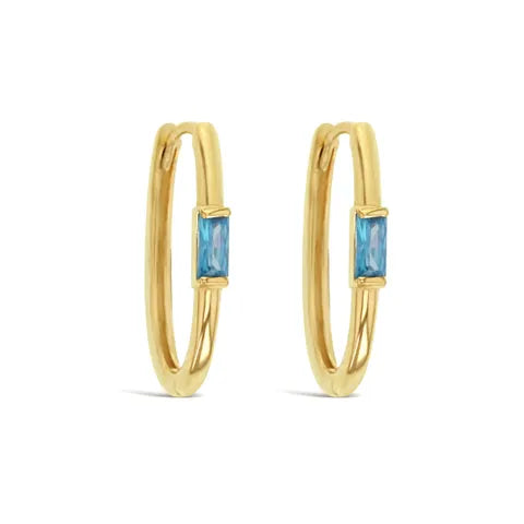 9ct Yellow gold Aquamarine Paperclip Earrings
