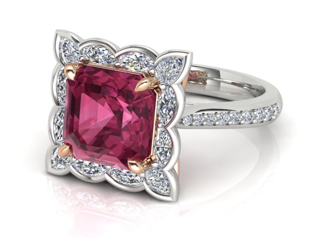 18k White Gold Pink Tourmaline & Diamond Ring - The French Door Jewellers