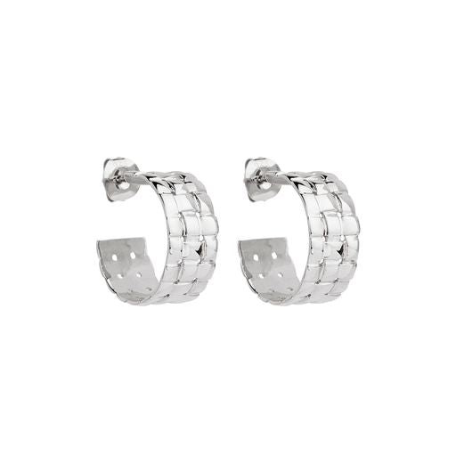 Najo Weave Large Silver Stud Hoop Earrings