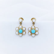 9K Turquoise and Pearl Earring - The French Door Jewellers