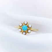 9K Turquoise and Pearl Ring - The French Door Jewellers