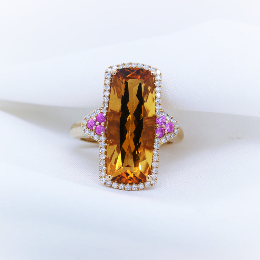 9K Citrine and Pink Sapphire Dress Ring - The French Door Jewellers