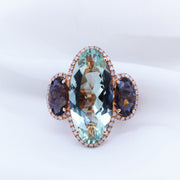 9K Rose Gold Green Amethyst and Iolite Ring - The French Door Jewellers
