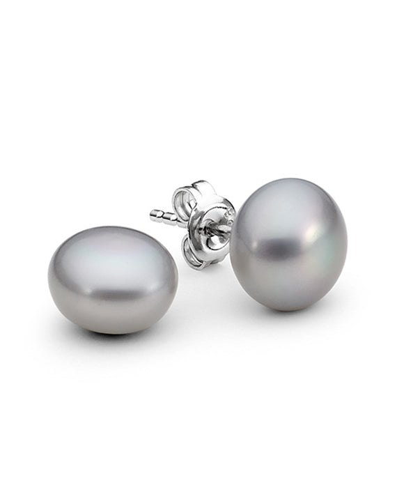 Sterling Silver Grey Freshwater Pearl Stud Earrings